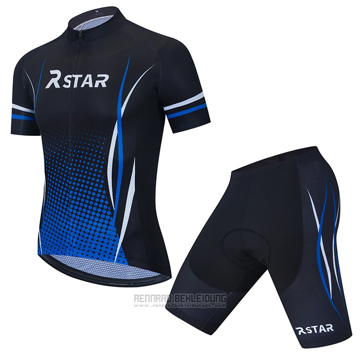 2021 Fahrradbekleidung R Star Shwarz Blau Trikot Kurzarm und Tragerhose